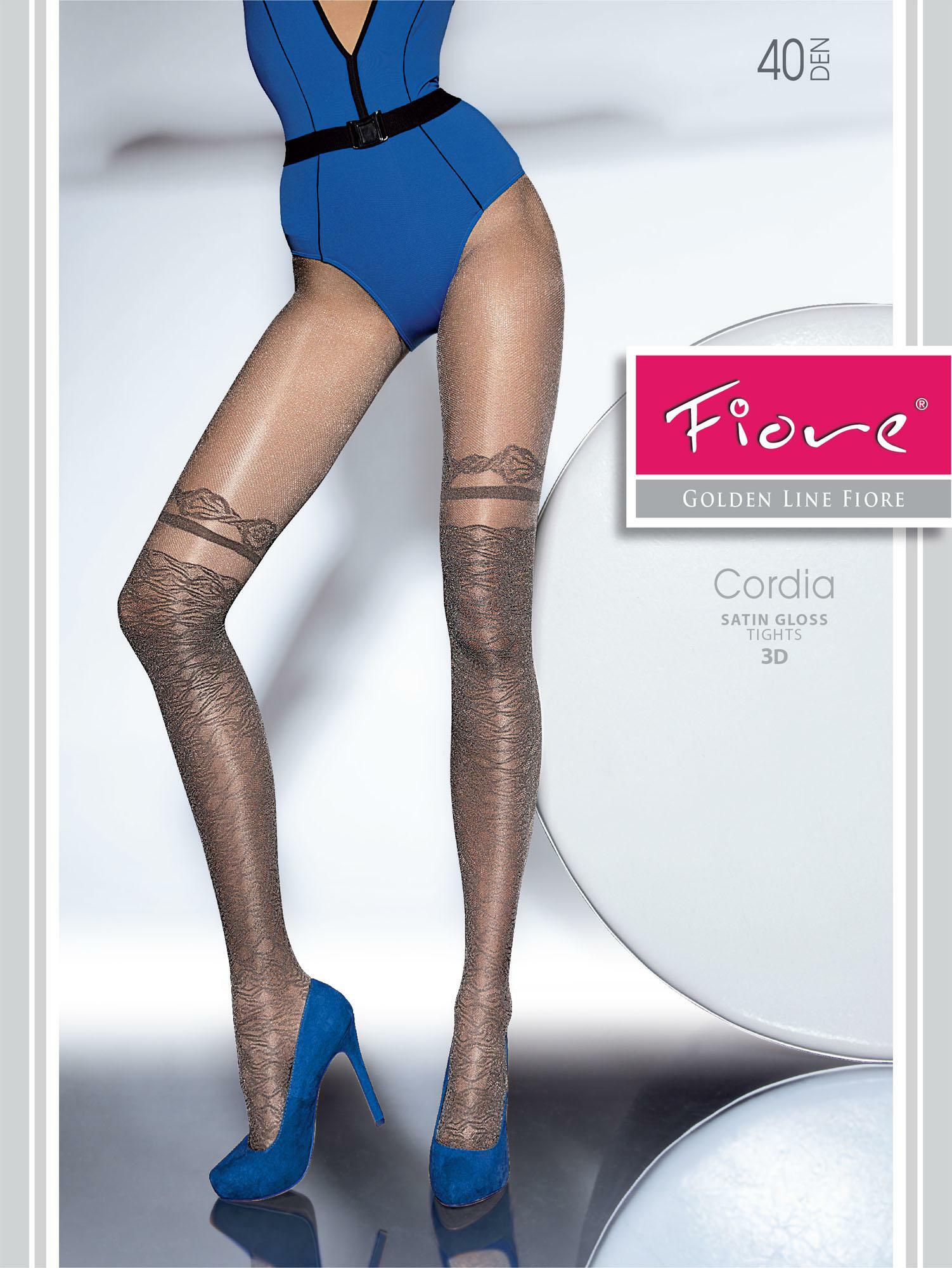 Fiore: Graphite Satin Gloss 3D Tights