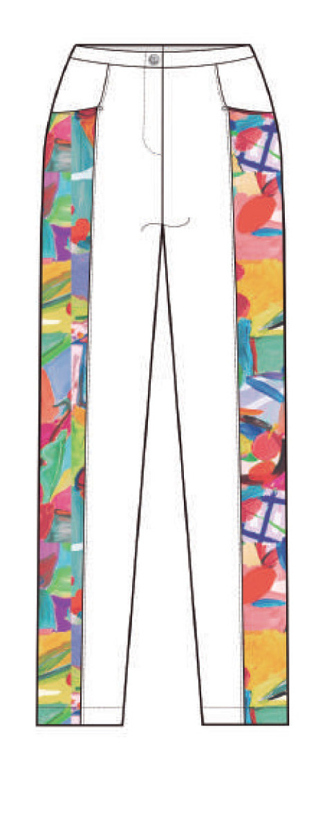 Maloka: Cherry Tulips Cropped Abstract Art Linen Pants