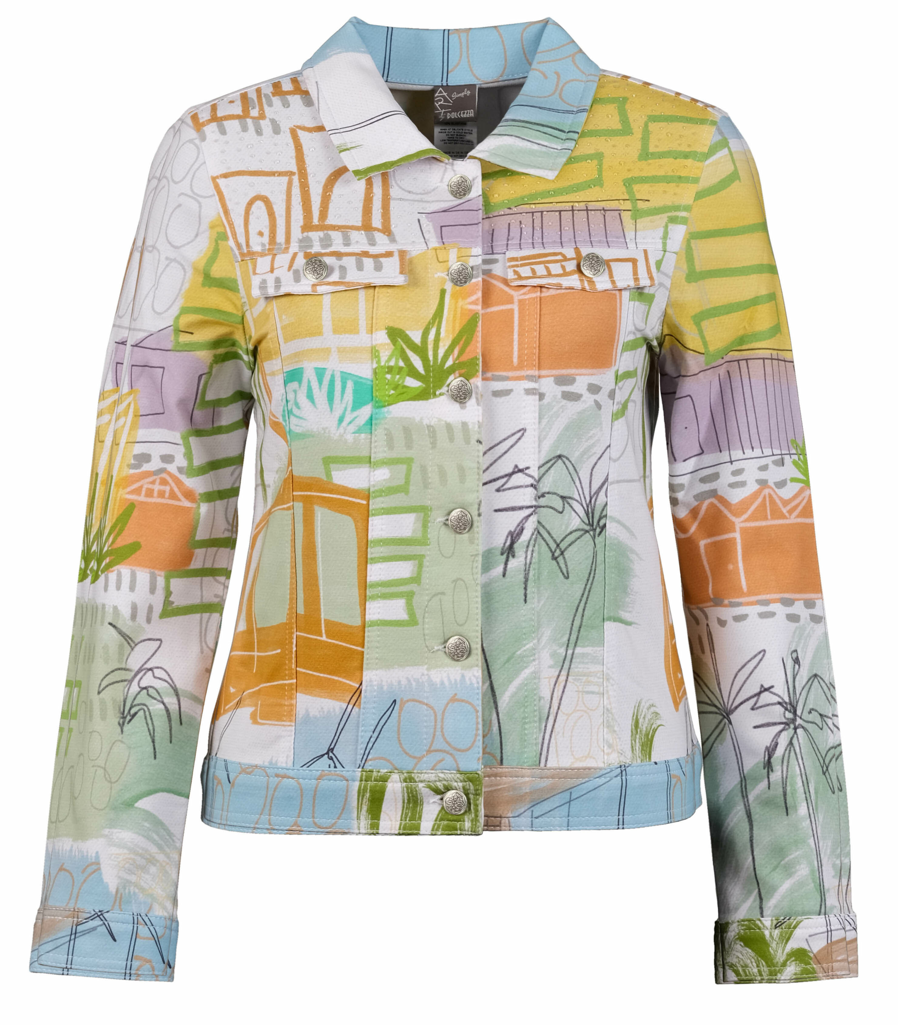 Simply Art Dolcezza: Palm Springs Cityscape Abstract Art Denim Jacket Dolcezza_SimplyArt_20668