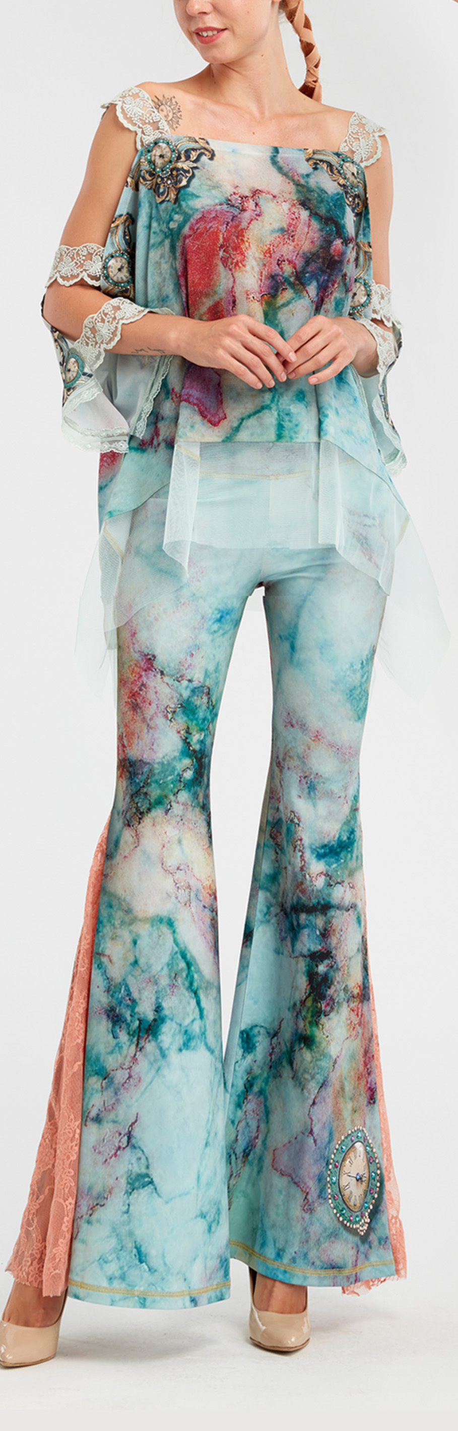 IPNG: Inna Me Rose Reflection Illusion Shawl Blouse Tunic