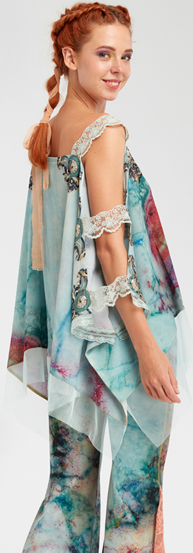 IPNG: Inna Me Rose Reflection Illusion Shawl Blouse Tunic
