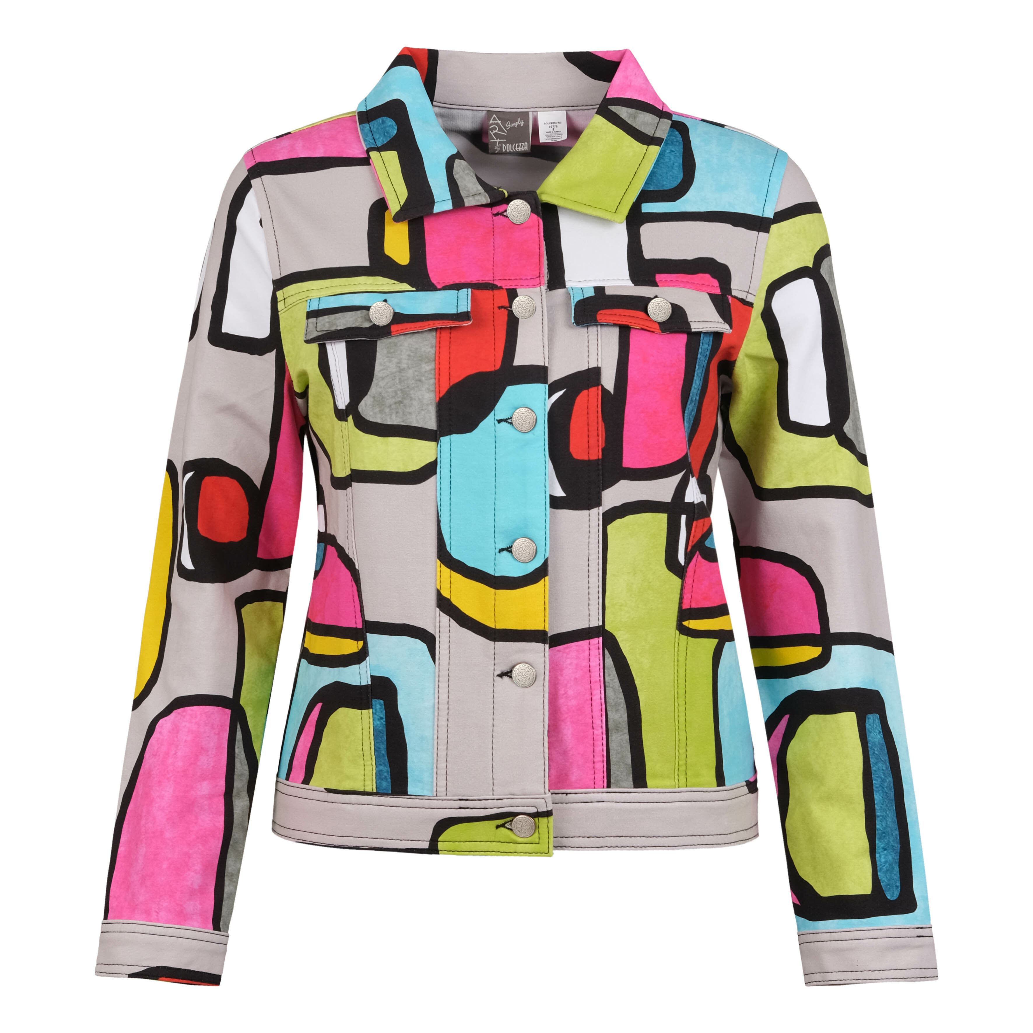 Simply Art Dolcezza: Mid Century Vibrant Romance Abstract Art Soft Denim Jacket Dolcezza_SimplyArt_20770