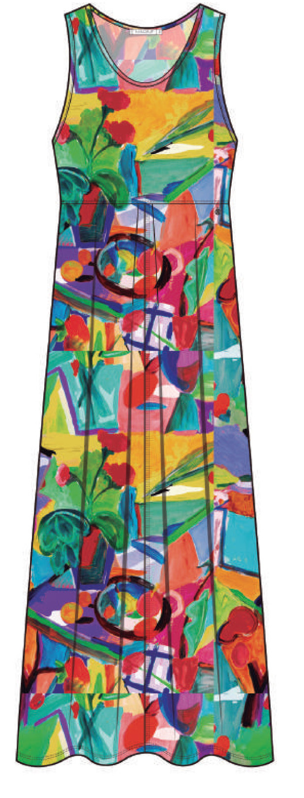 Maloka: Apples & Cherries High Waisted Abstract Art Sundress (More Art Patterns!)