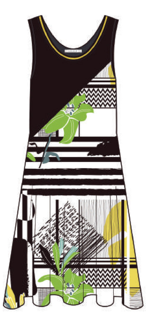 Maloka: Lemon Lime Marble Asymmetrical Bodice Dress/Tunic (Comes In 2 Art Patterns!)