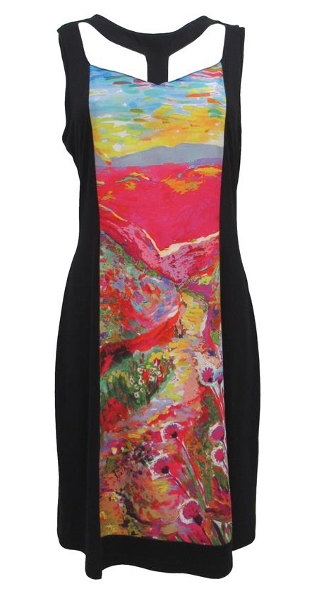 Maloka: Apples & Cherries Color Contrast Midi Dress (More Art Patterns!)