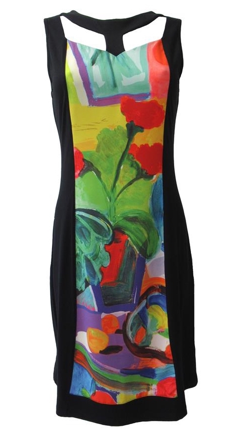 Maloka: Apples & Cherries Color Contrast Midi Dress (More Art Patterns!)