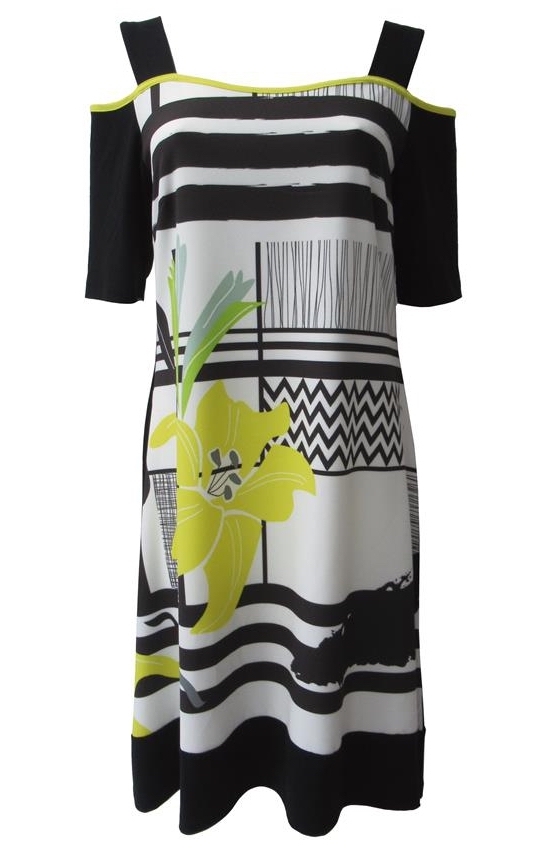Maloka: Lemon Lime Marble Cold Shoulder Dress/Tunic