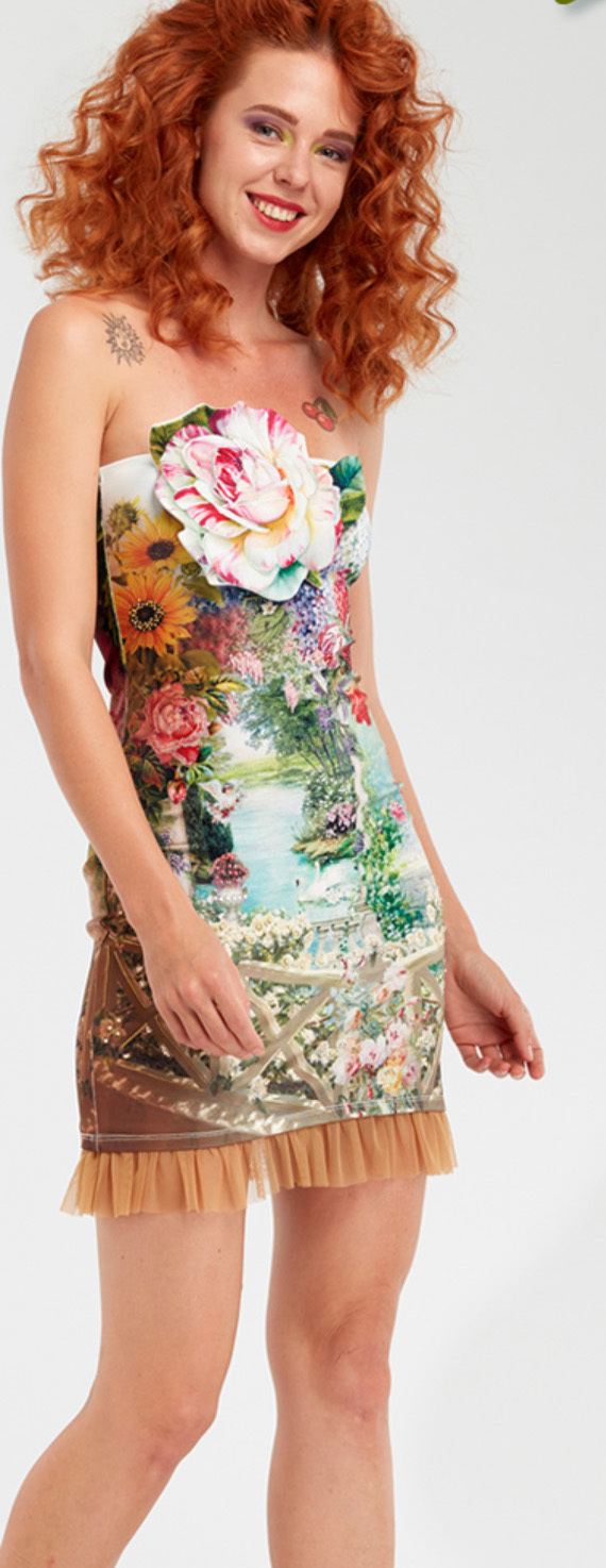 IPNG: In Paradiso Cherry Carnation 3D Illusion Mini Dress/Tunic (Some Ship Immed!) IPNG_IPDM-068