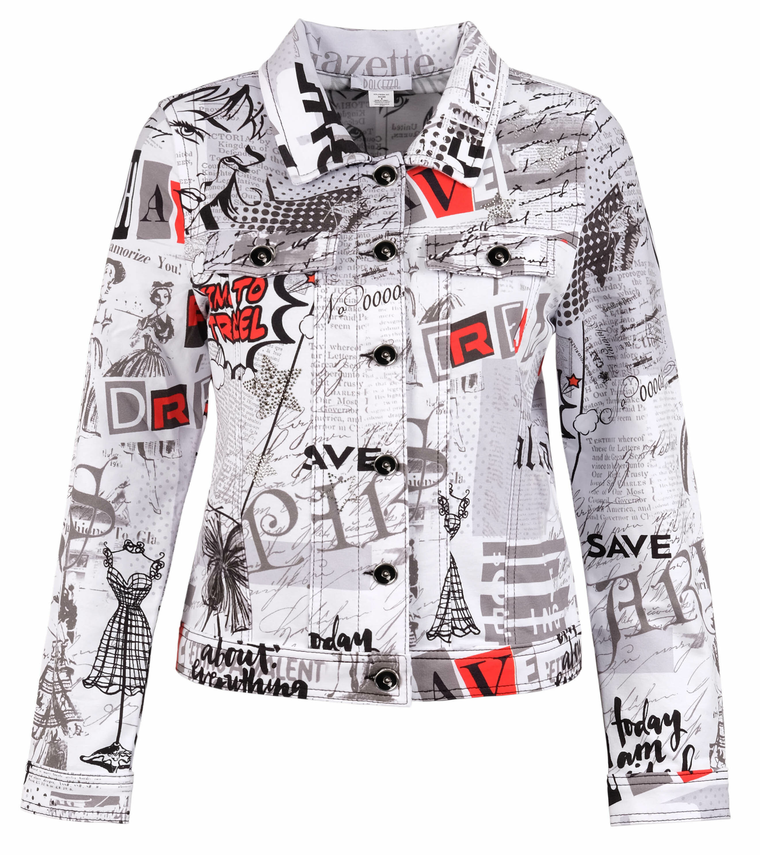 Dolcezza: Vintage Newspaper Boudoir Soft Denim Jacket DOLCEZZA_20168