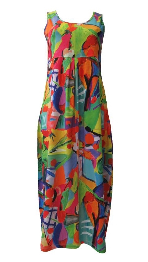 Maloka: Apples & Cherries High Waisted Abstract Art Sundress (More Art Patterns!)