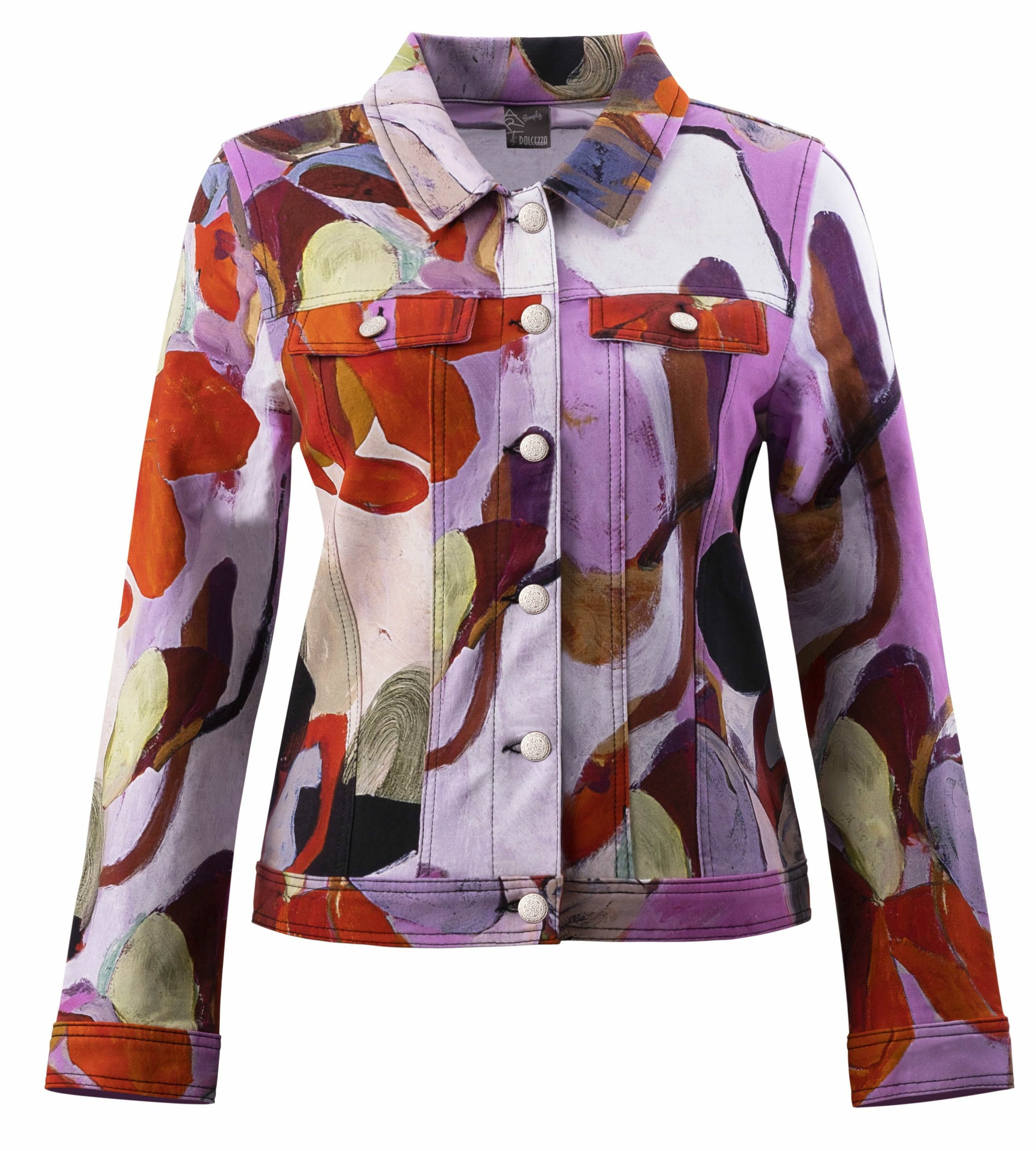 Simply Art Dolcezza: Blooms In Rouge Abstract Art Denim Jacket DOLCEZZA_SIMPLYART_20726