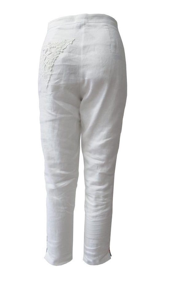 Maloka: Cherry Tulips Cropped Abstract Art Linen Pants