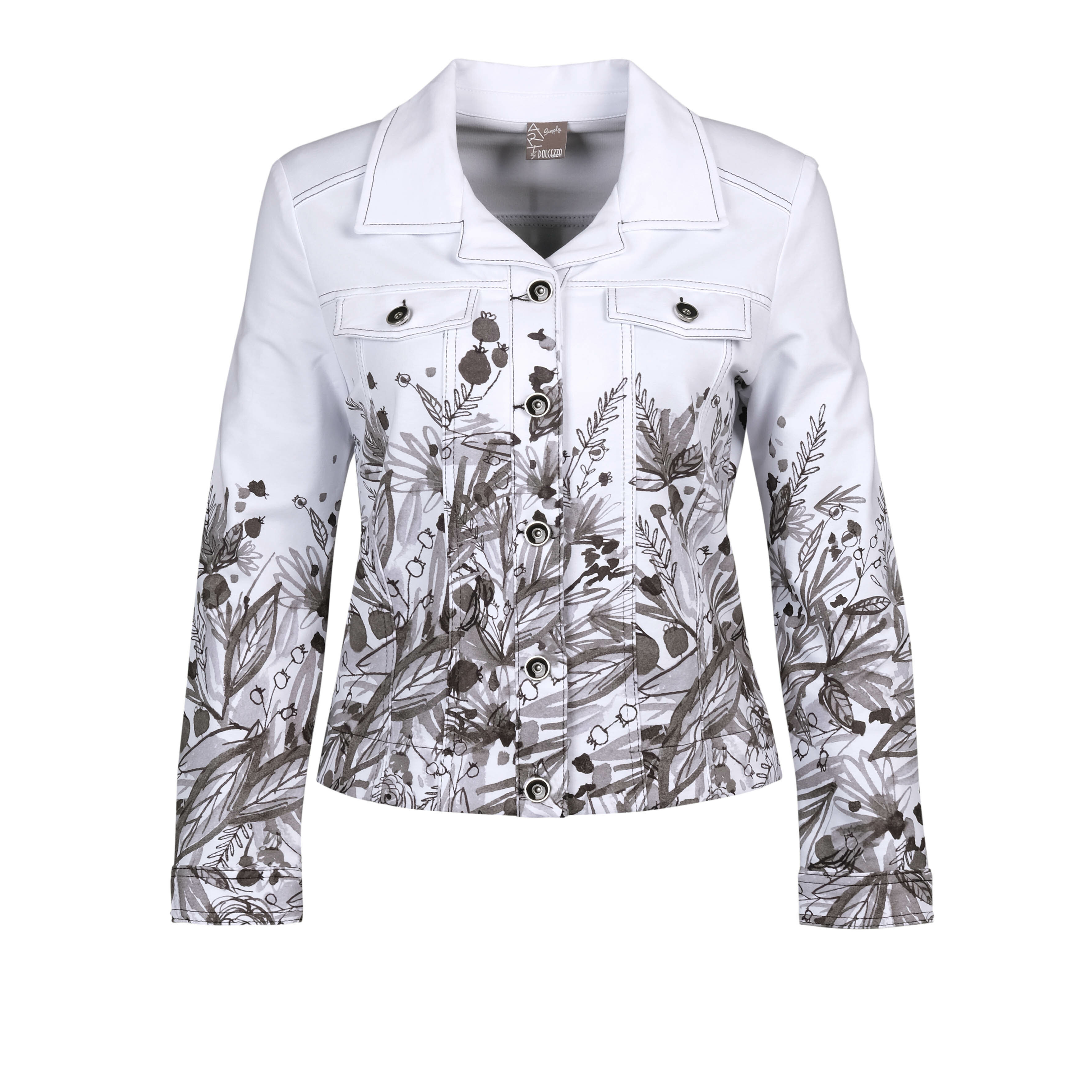 Simply Art Dolcezza: Wild Flowers In Black & White Abstract Art Soft Denim Jacket