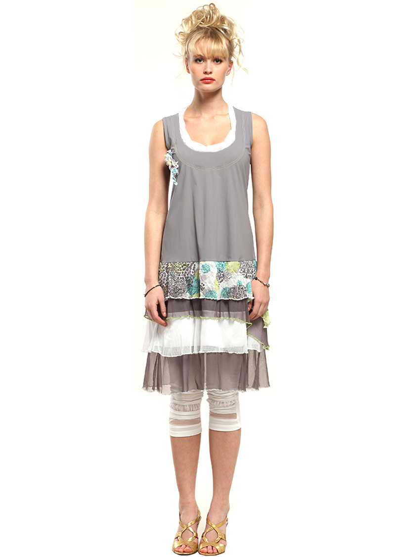 Double Jeu Paris: Luscious Sea Shells & Lace Long Tunic/Dress SOLD OUT DJ_ROBE_RED_TAUPE_ET_VERTE