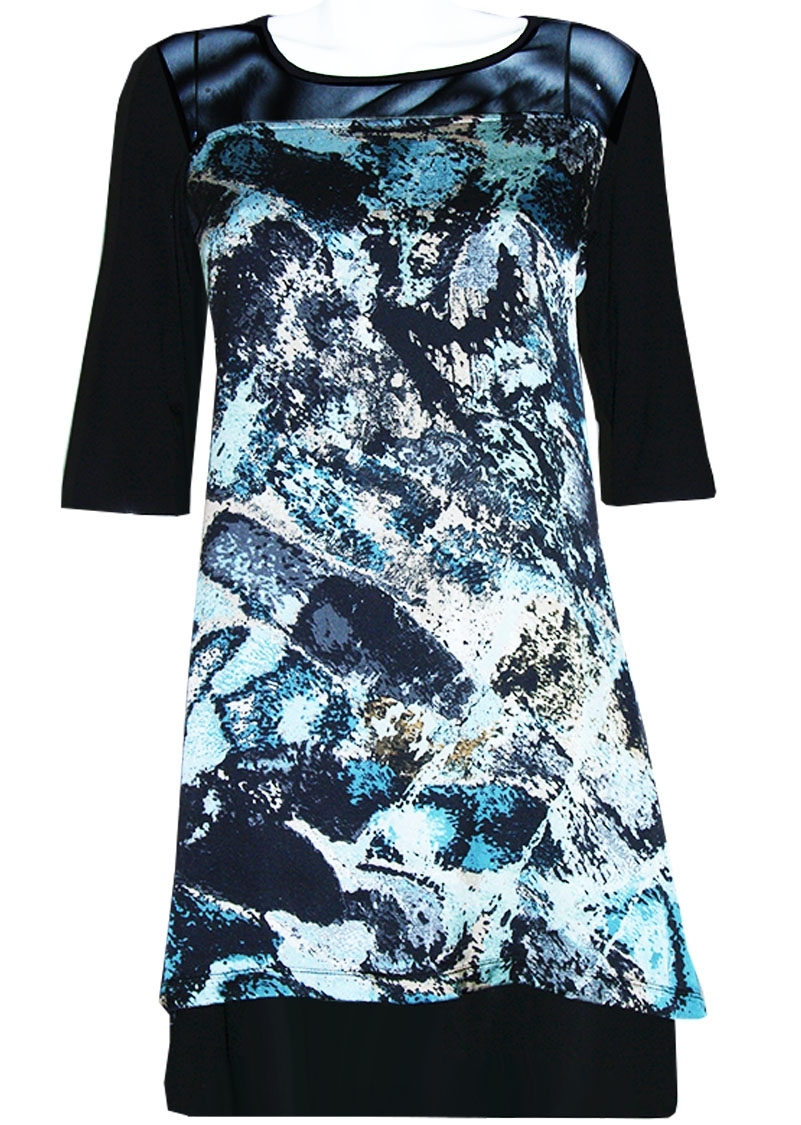 Double Jeu Paris: Matte Frosting Dress (Blue & Pink Front) DJ_ROBE_TREFFLE