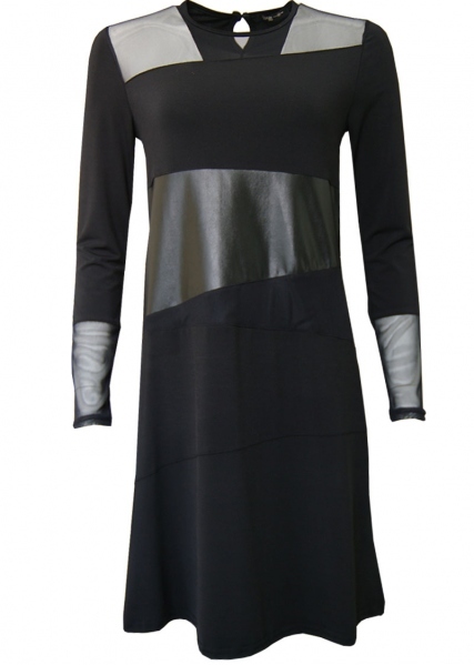 Double Jeu Paris: Liquid Leather & Lace Dress Low Quantity! DJ_ROBE_RING_NOIR