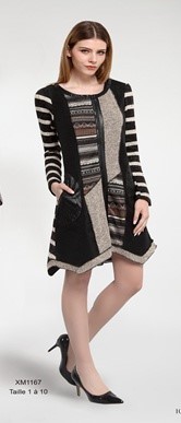 L33 Paris: Asymmetrical Sexy Patch Dress/Coat L33_XM1167_N