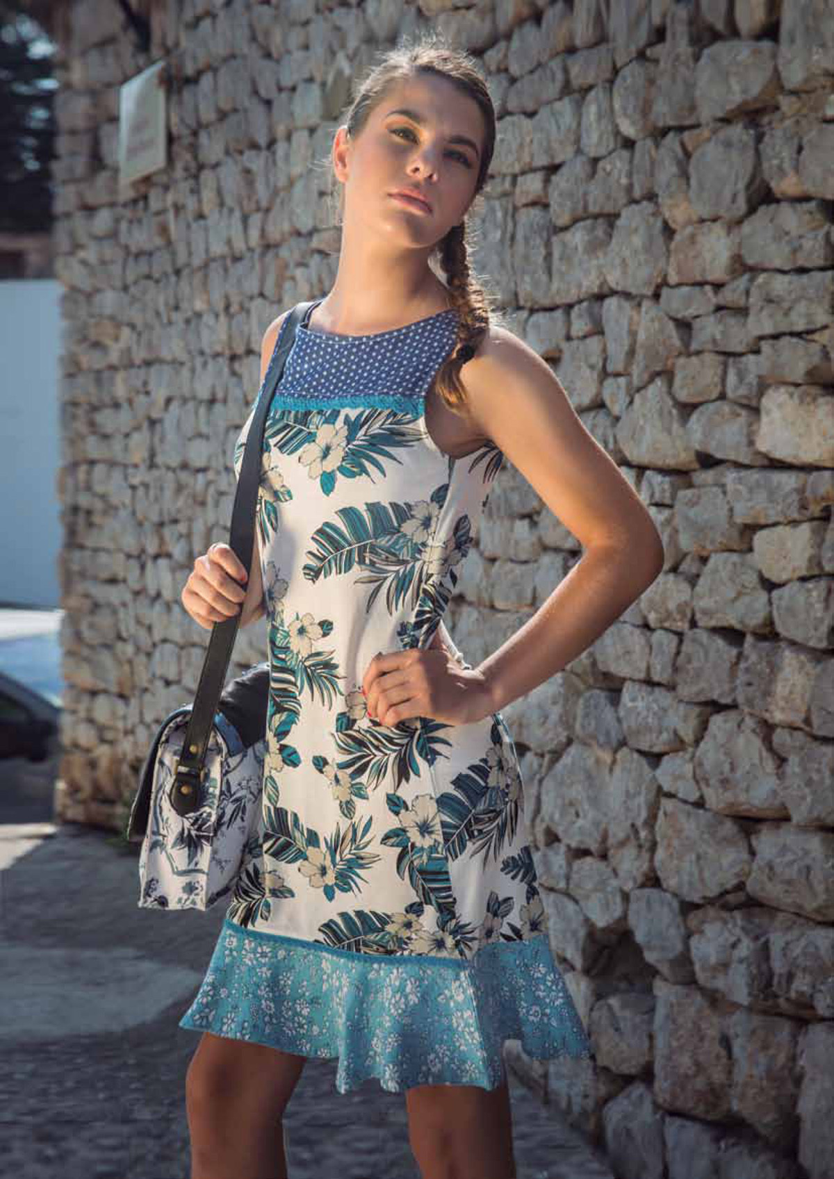 Savage Culture: Ruffled Blue Carnations Sleeveless Mavi Sundress SAVAGE_30194