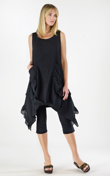 Luna Luz: Asymmetrical Free Flow Cotton Tunic (Ships Immed in Lapis!) LL_502