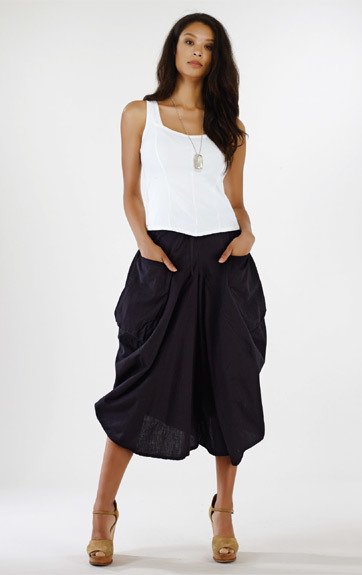 Luna Luz: Draped Cotton Cropped Coulotte Skirt (Many Colors, Some Ship Immed!) LL_216