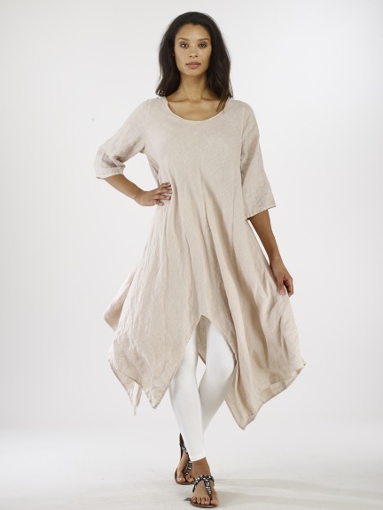 Luna Luz: Asymmetrical Extra Long Linen Tunic (Ships Immed in Linen and Lapis Blue!) LL_786