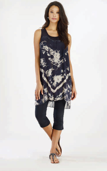Luna Luz: Asymmetrical Tie Dye Silk Tunic (More Colors!) LL_931D