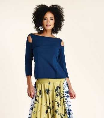 Luna Luz: Cold Shoulder Top SOLD OUT LL_044_BLUE