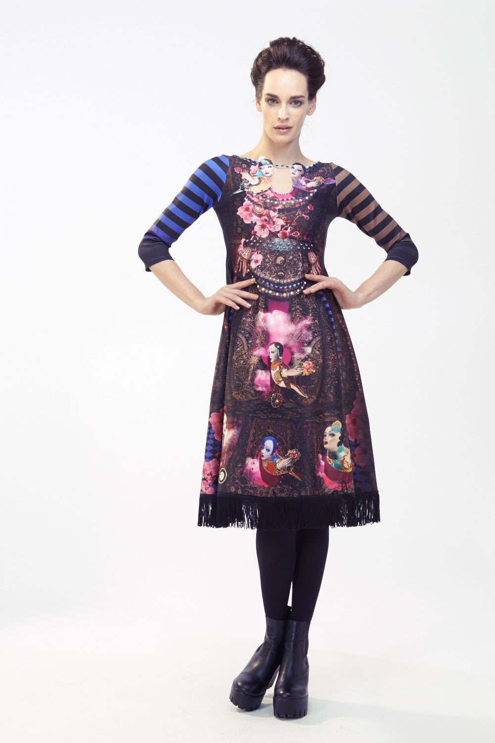 IPNG: Venetian Mask Color Block Dress (Ship Immed, 1 Left!) IPNG_IWTBDW-35_N