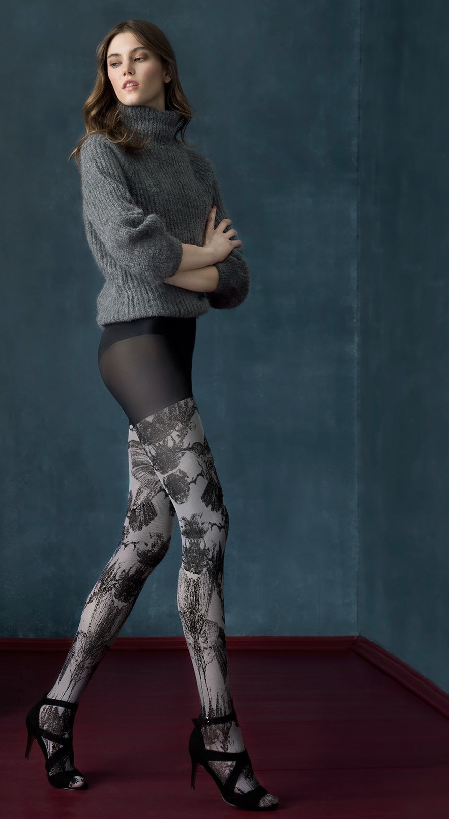 Fiore: Wild Tuxedo 3D Microfibre Opaque Tights