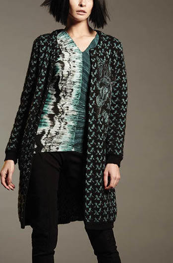 Save The Queen Italy: Embroidered Wool Blue Carnations Sweater Coat STQ_BLUE_COAT_N3