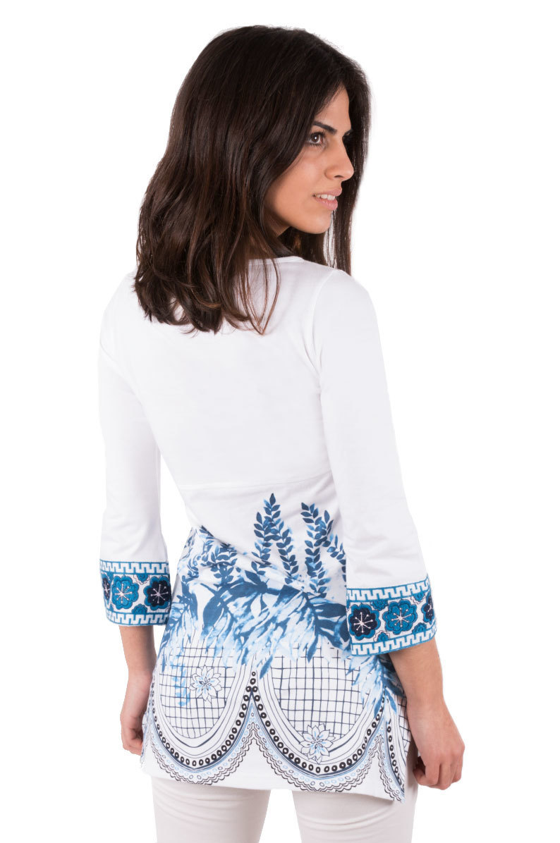 Savage Culture: Blue Coral Cotton Tunic Mar
