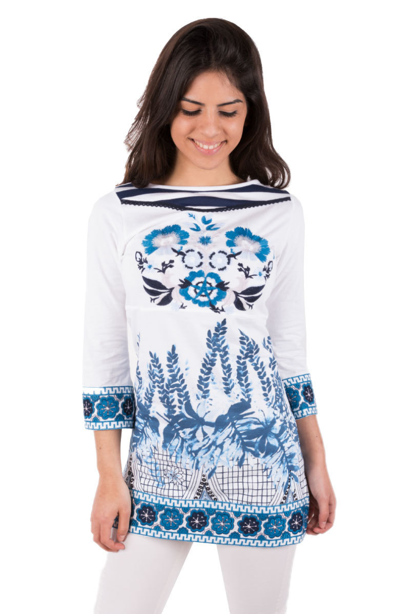 Savage Culture: Blue Coral Cotton Tunic Mar