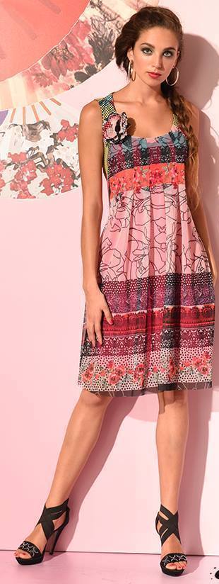 Eroke Italy: Pink Sangria Pleated Dress EROKE_ABF63_N