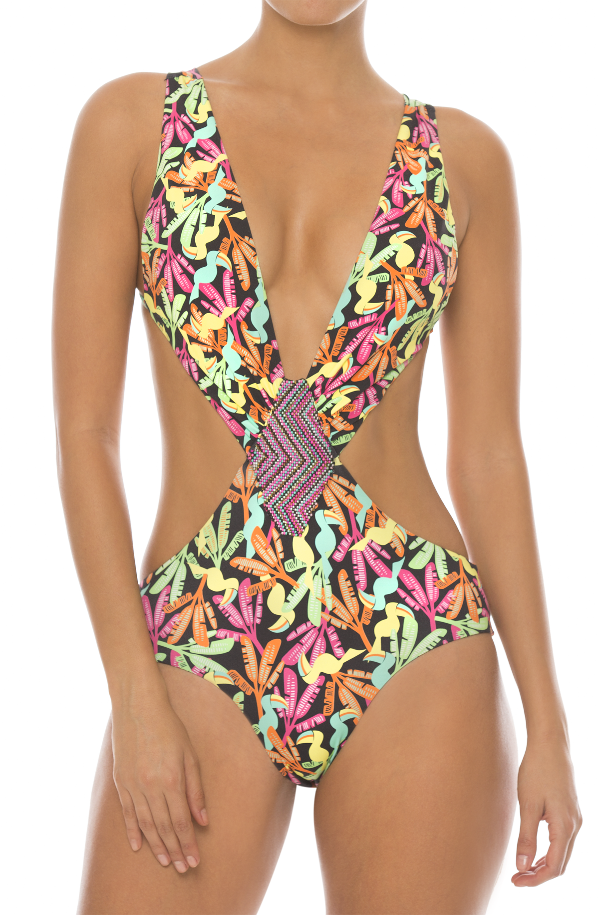 Paradizia Swimwear: Aztec Flower Petals Cutout One-Piece Swimsuit (1 Left!)