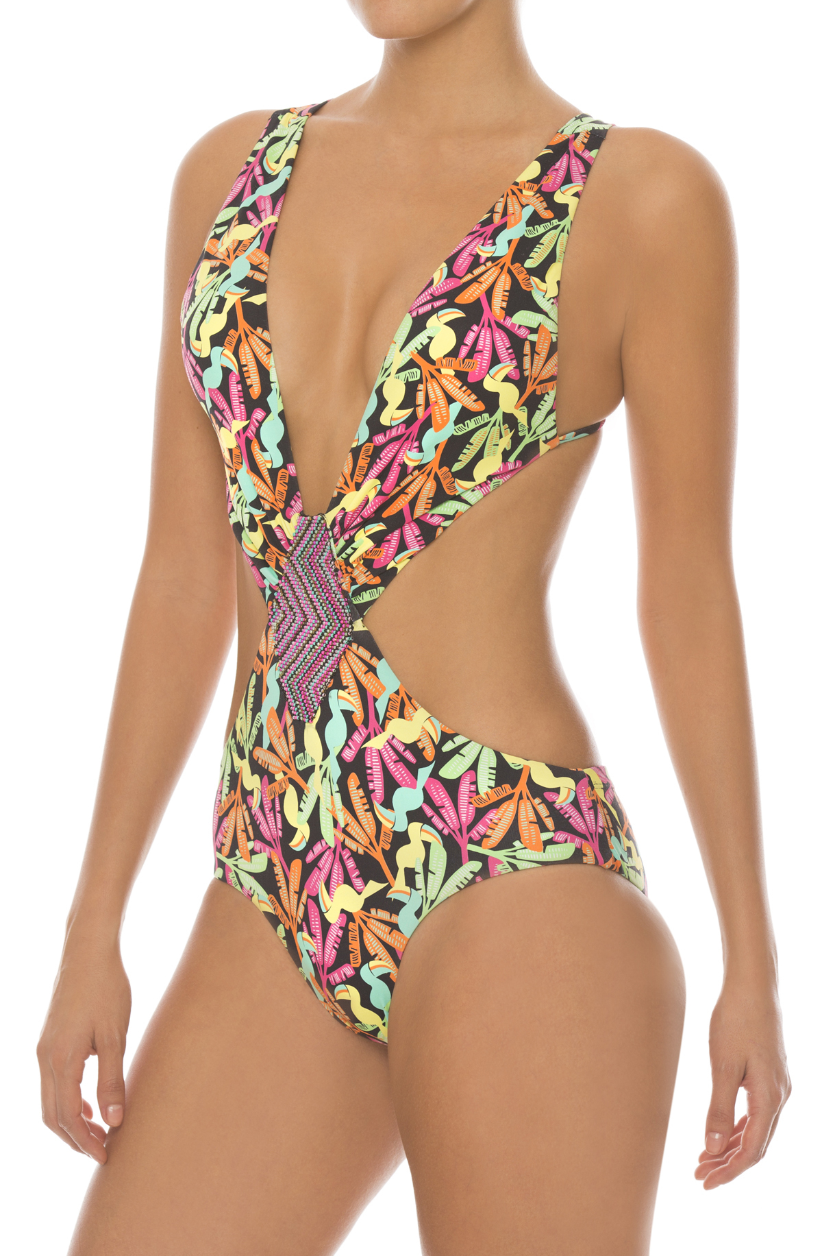 Paradizia Swimwear: Aztec Flower Petals Cutout One-Piece Swimsuit (1 Left!)