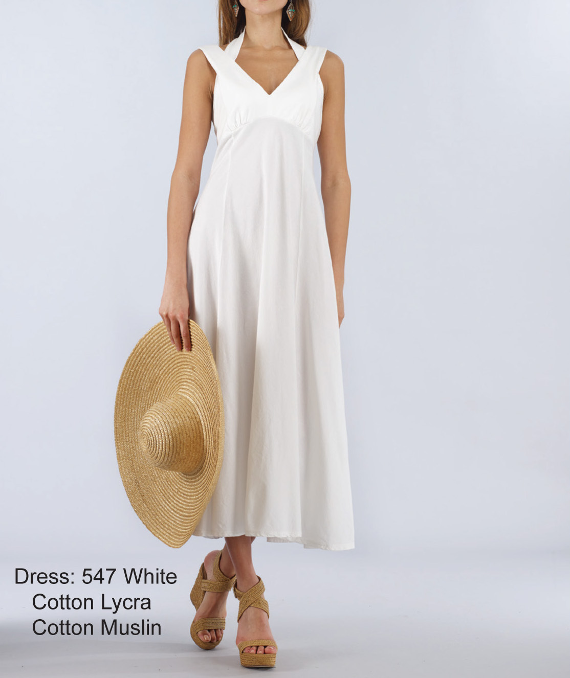 Luna Luz: Diamond Neck Cotton Muslin Dress SOLD OUT LL_547_N