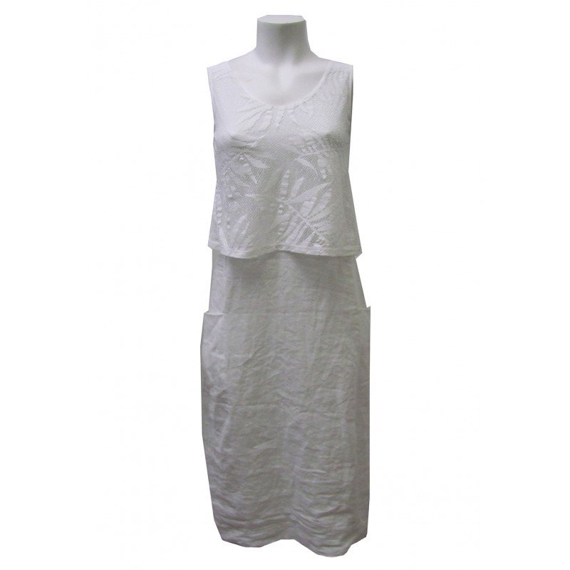 Maloka: Fiji Leaf Bodice Midi Linen Sundress (Many Colors!)