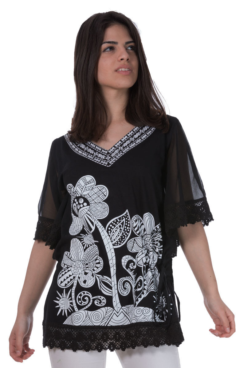 Savage Culture: White Rose Black Canvas Blouse Selena
