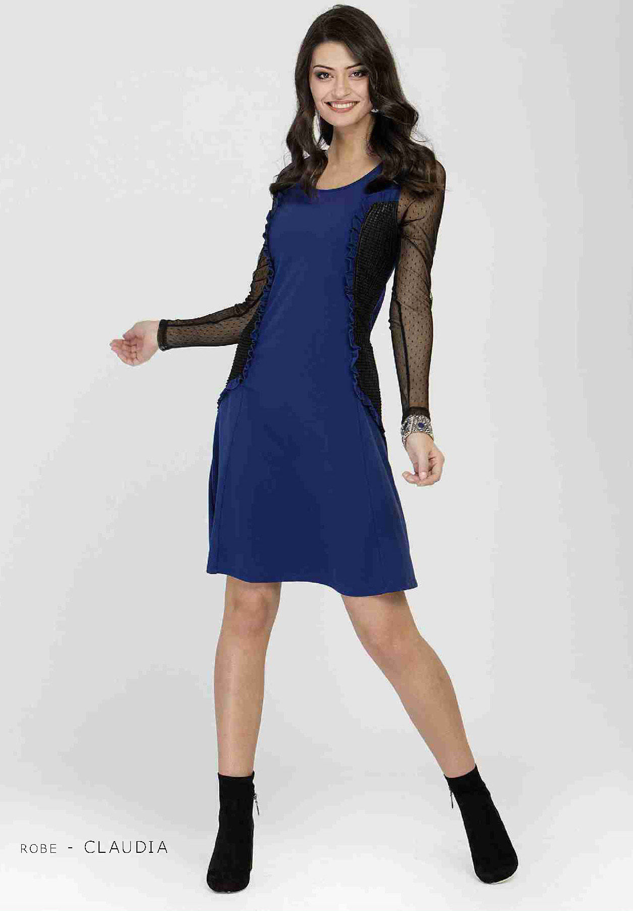 Maloka: Side Ruffled & Laced Midi Nylon Dress (1 Left!) MK_CLAUDIA_N1