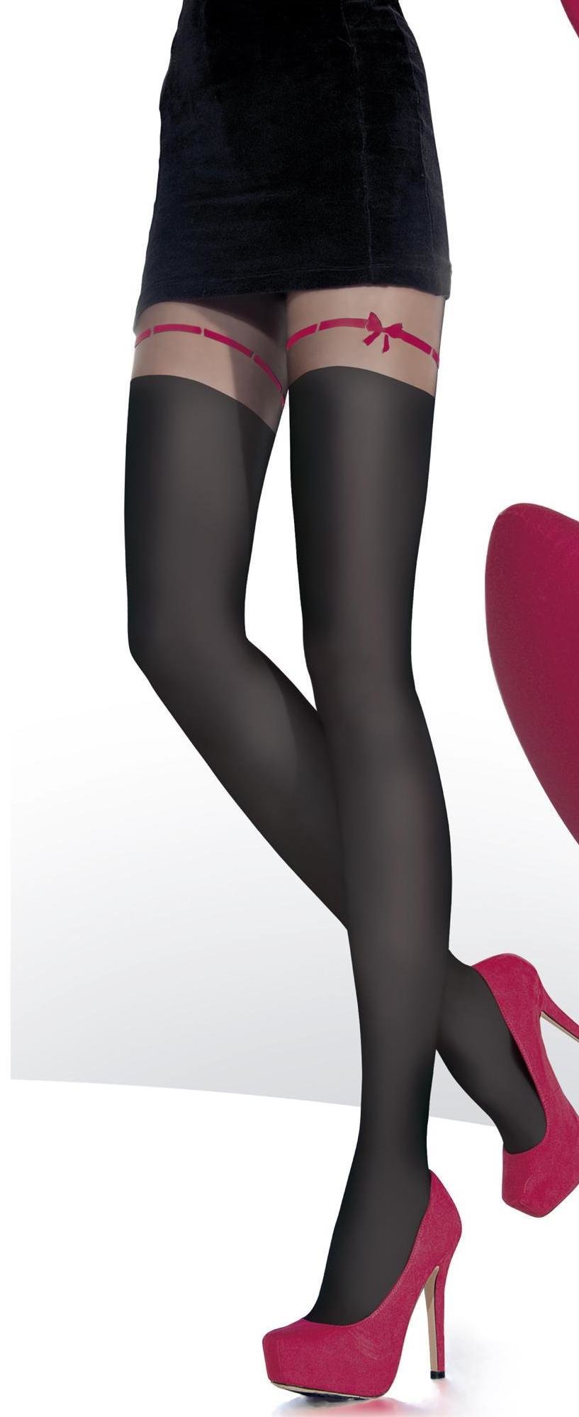 Fiore: Little Wine Red Bow Opaque Tights FIO_CLEMIS_N