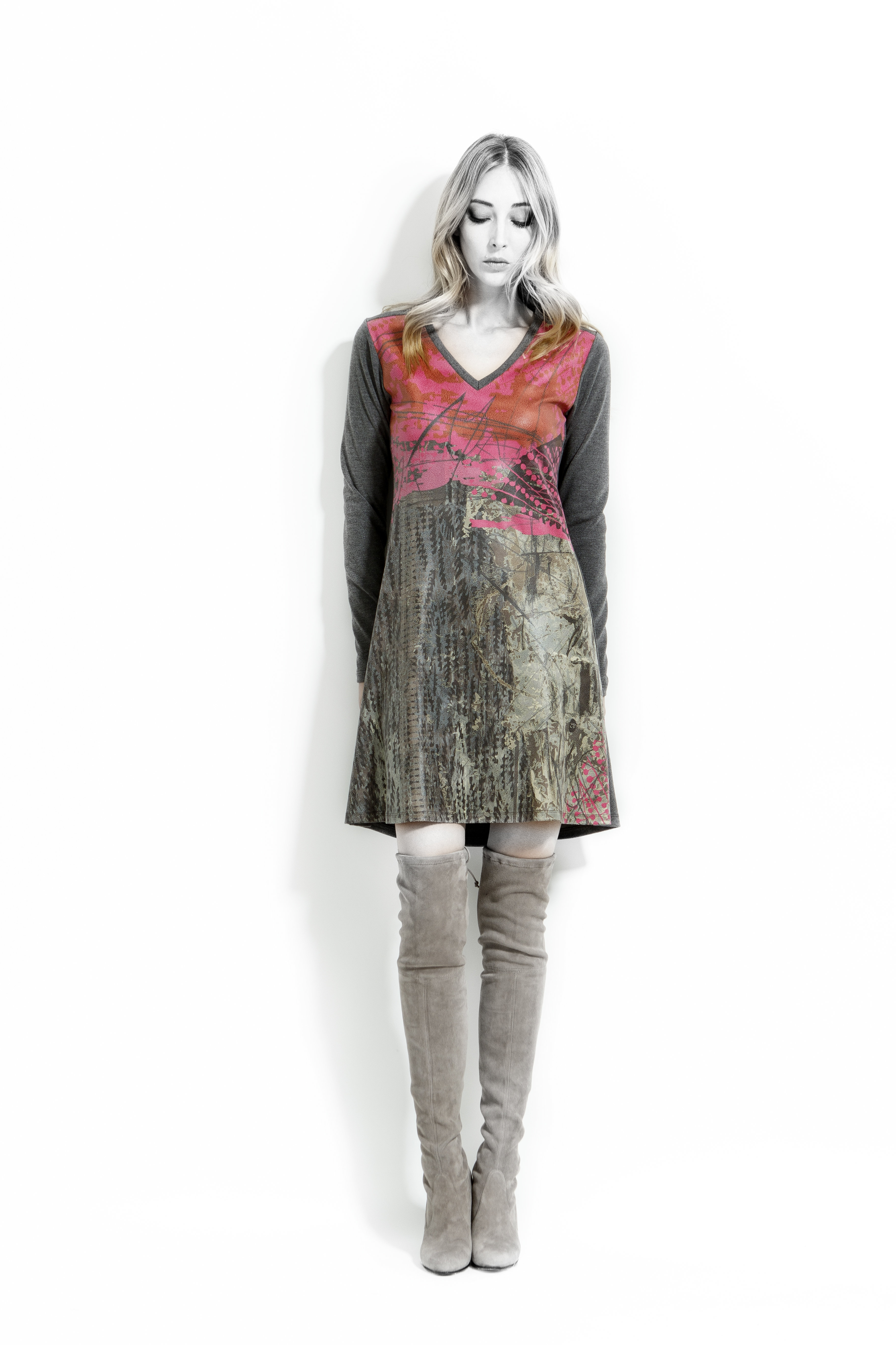 Volt Design: Pink Forest Abstract Art A-line Dress (Some Ship Immed!) VD_362_RPB_C_N2