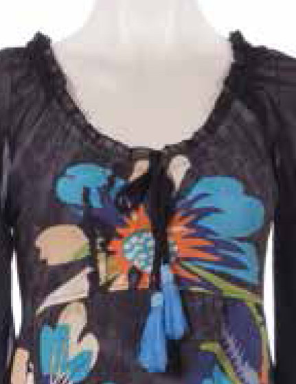Savage Culture: Blue Violet Cotton Keyhole Blouse Randa