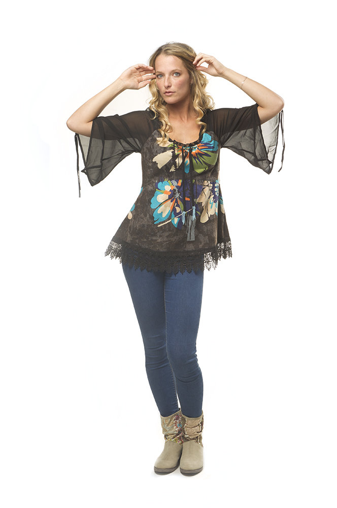 Savage Culture: Blue Violet Cotton Keyhole Blouse Randa SAVAGE_33314