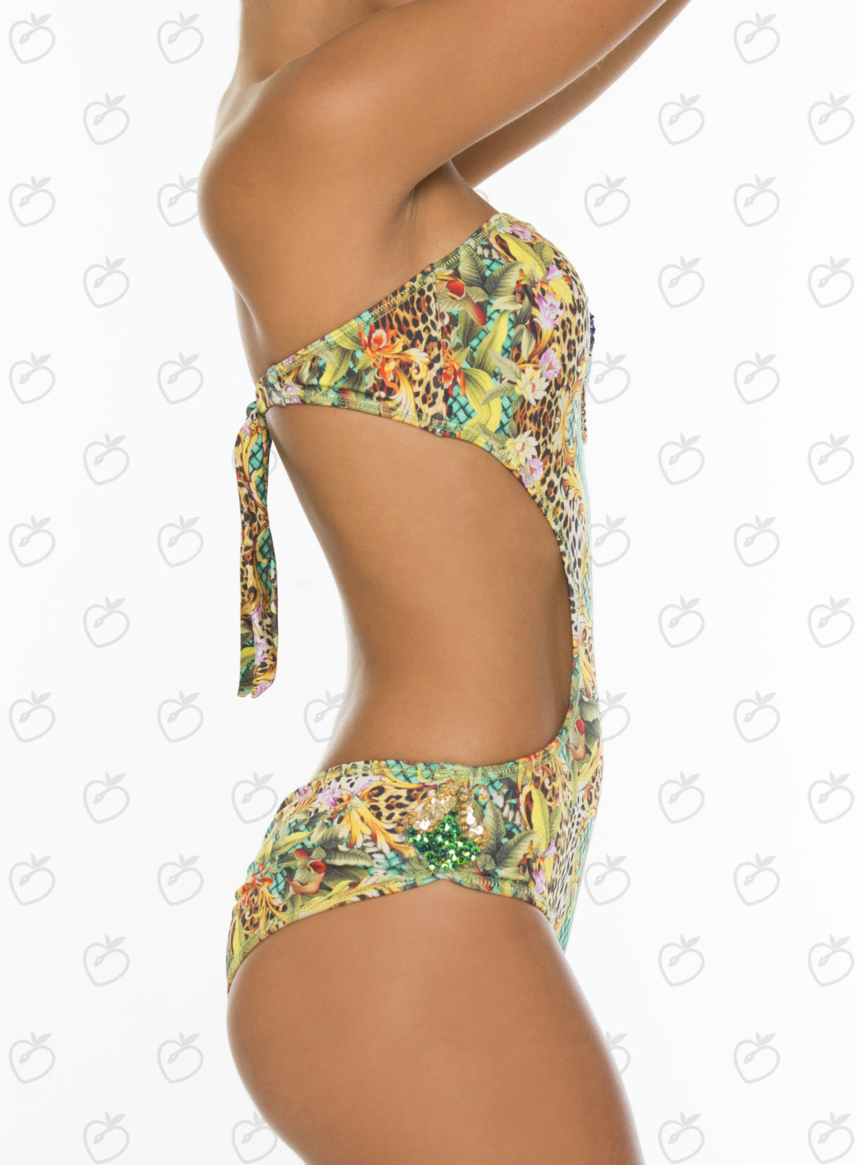 Paradizia Swimwear: Emerald Crystals Jaguar Cutout Monokini