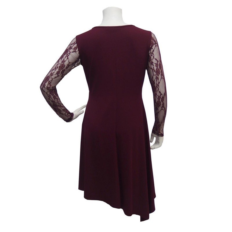 Maloka: Asymmetrical Cherry Lace Dress (Only Wine, Black & Titanium Left!)