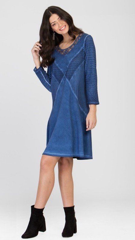 Maloka: Blue Jeans Brushed Cotton Shift Dress (1 Left!) MK_TAYCE_N