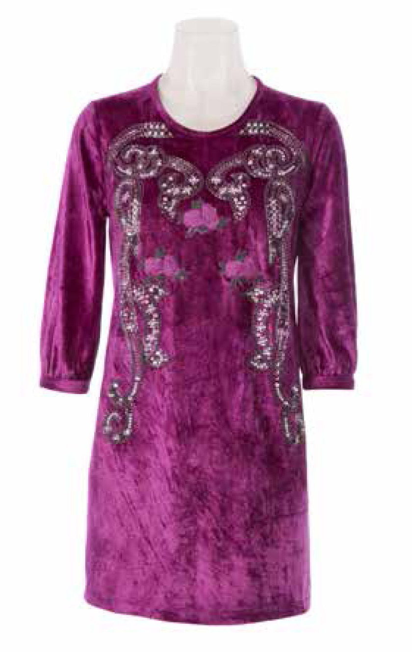 Savage Culture: Purple Orchid Velvety Finish Short Dress/Tunic Doris