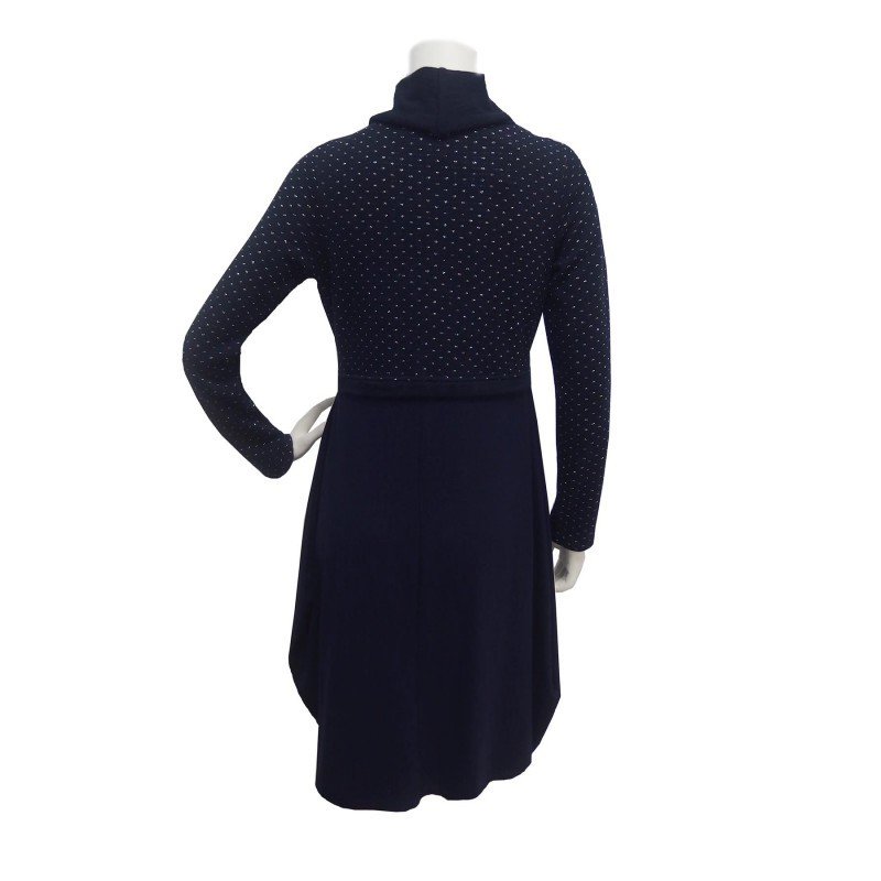 Maloka: Inverted Rose Bud Wool Midi Dress (1 Left in Blue Marine!)