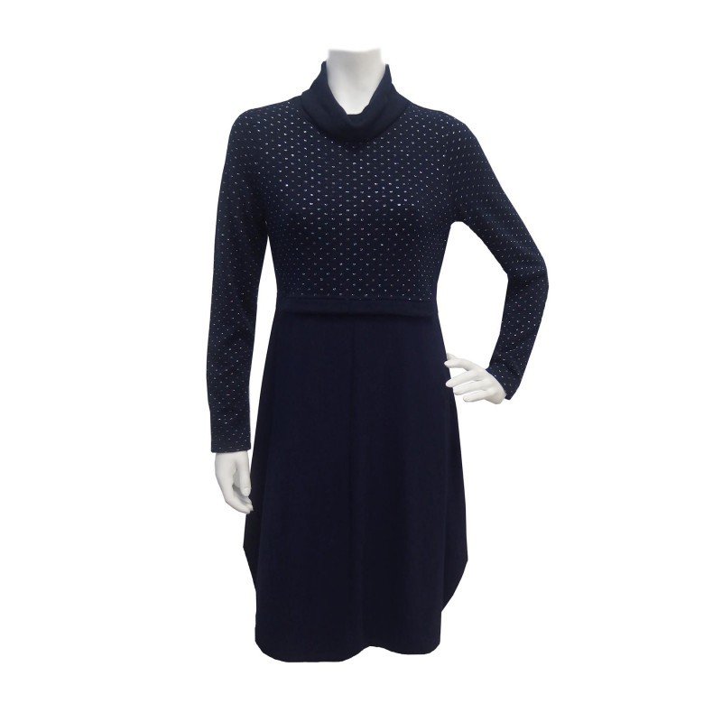 Maloka: Inverted Rose Bud Wool Midi Dress (1 Left in Blue Marine!) MK_Oriel_N2