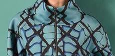 Eroke: Pink Indigo Abstract Mixed Media Long Coat SOLD OUT